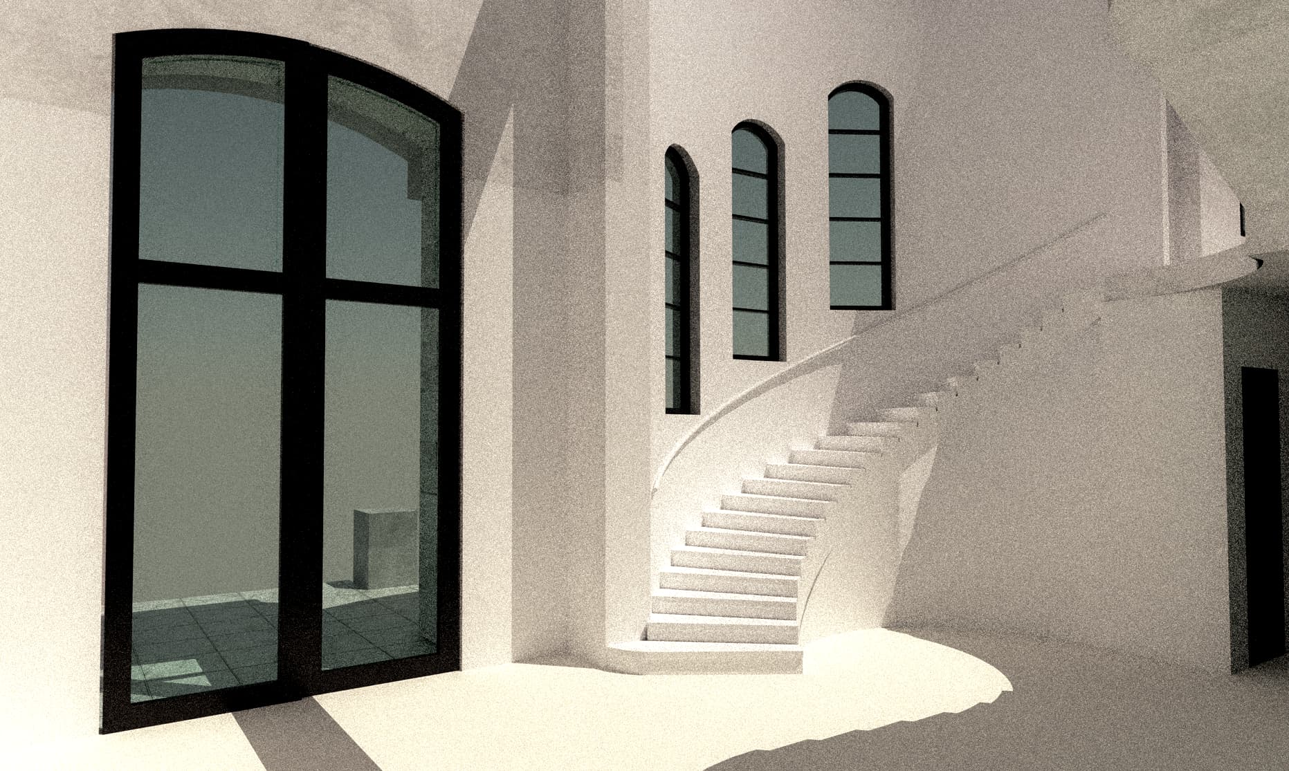 Architectural Rendering of Spiral Staircase