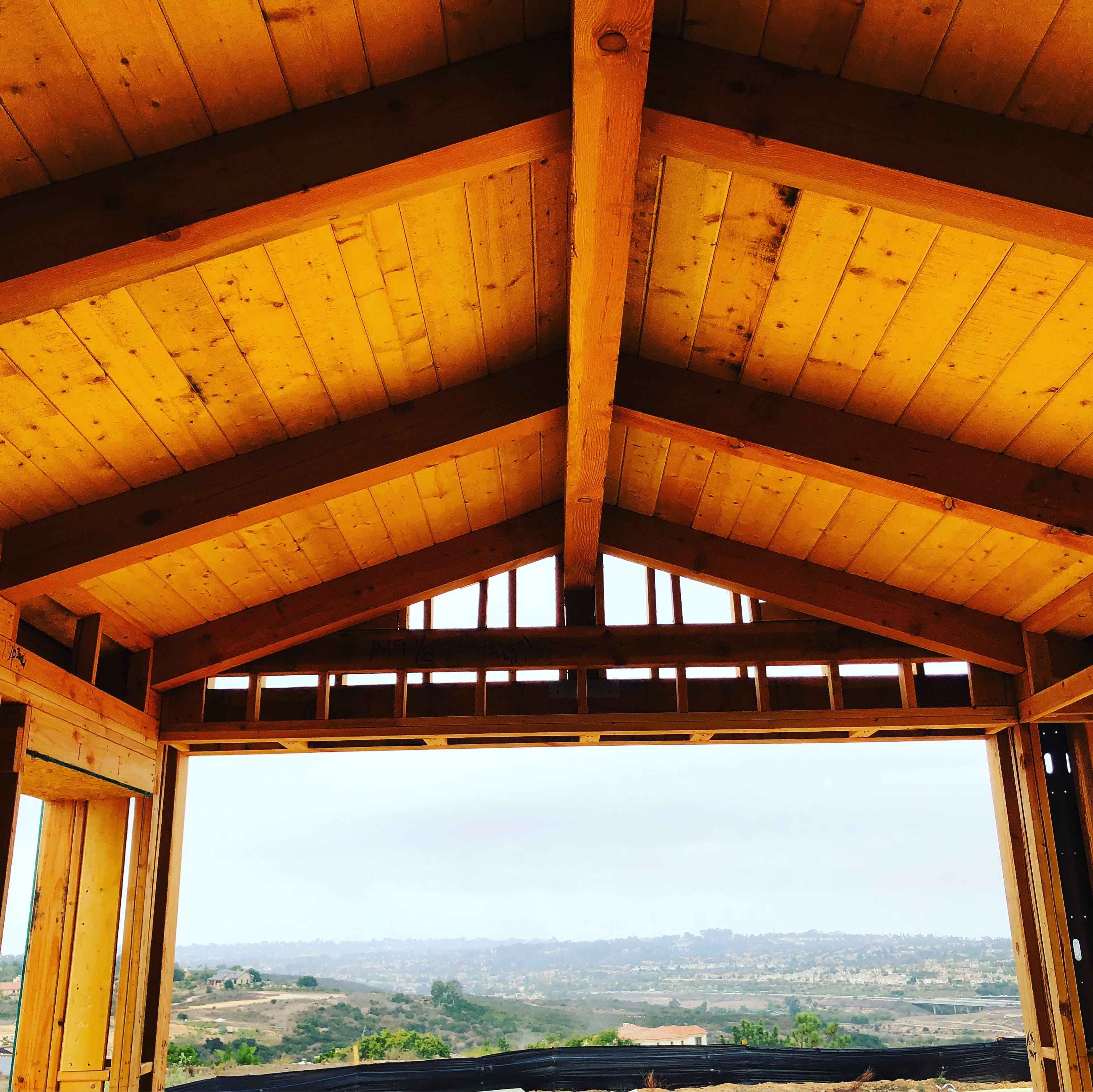 Vaulted ceiling in Del Mar Highlands with views of the La Jolla coast